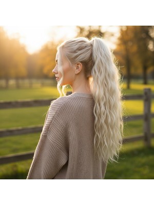 TeknoKapsül Bağlamalı Kabarık Dalgalı At Kuyruğu / Platin