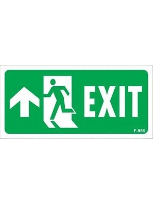 TeknoKapsül Exit Yukarı Sol Ok Işaretli Uyarı Levhası 17,5X25 KOD:956