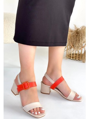 TeknoKapsül Year Bej Cilt Tcu Detaylı Topuklu Ayakkabı