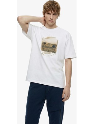 Jeep Bisiklet Yaka Baskılı Taş Erkek T-Shirt J6SM-TST7281