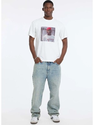Guess Jeans Beyaz Erkek Regular Fit Baskılı T-Shirt M5BI3GK8FQ4-G011