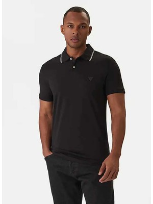 Guess Düz Siyah Erkek Polo T-Shirt M6RP66J1314-JBLK Siyah Polo T-Shirt
