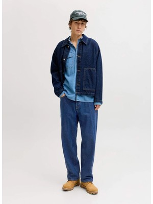 Jack & Jones Yüksek Bel Baggy Mavi Erkek Denim Pantolon 12289119 Jjıalex Jjorgınal At 637