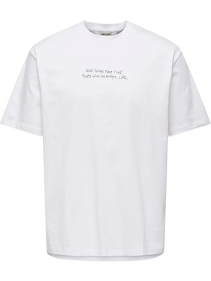 Only & Sons Siyah Erkek Rahat Baskılı T-Shirt 22030568 Onsaaron Lıfe Rlx Ss Tee