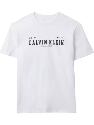 Calvin Klein Jeans Beyaz Erkek Standart Fit Baskılı T-Shirt LV14RE817GYAA Beyaz T-Shirt