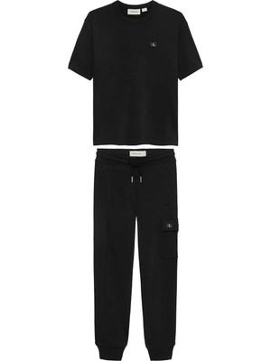 Calvin Klein Düz Siyah Erkek Çocuk Eşofman Takımı IB0IB02636BEH