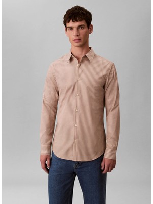 Calvin Klein Kahve Erkek Gömlek LV04LE124GPAI_LS Strıpe Supıma Stre