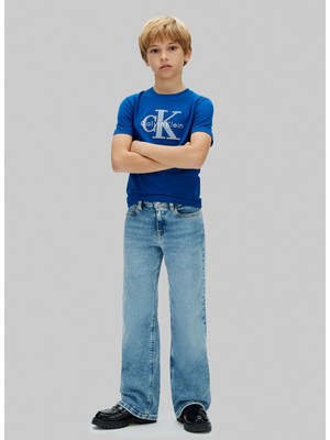 Calvin Klein Baskılı Mavi Erkek Çocuk T-Shirt IB0IB02635C61