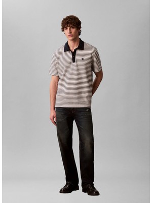 Calvin Klein Beyaz Erkek Polo T-Shirt LV04LD205G67U_SS Strıped Ottoman Po