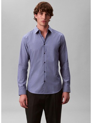 Calvin Klein Mavi Erkek Gömlek LV04LE124GC61_LS Strıpe Supıma Stre