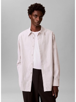 Calvin Klein Gri Erkek Gömlek LV04LE102GQBW_LS Yd Multı Strıpe Rl