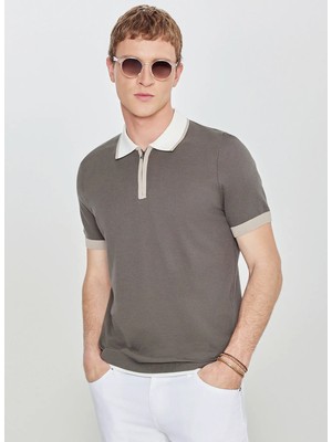 Altınyıldız Classics Polo Yaka Standart Haki Erkek Kazak ACE044262193_HAK