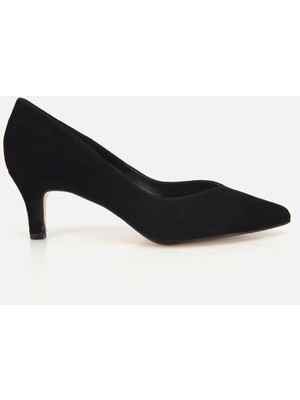 Hotiç 01AYH321890A100 KADIN Süet Deri Siyah Kısa Topuklu Stiletto