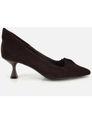 Hotiç 01AYH318310A480 KADIN Süet Deri Kahverengi Sivri Burunlu Minimal Stiletto