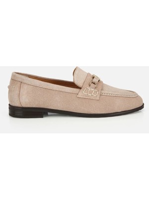 Hotiç 01AYH321310A310 KADIN Süet Deri Bej Toka Detaylı Klasik Loafer