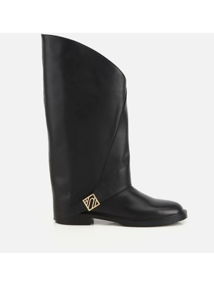 Hotiç 01CIH318020A100 KADIN Deri Siyah Tokalı Pantolon Görünümlü Düz Çizme