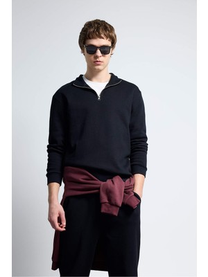 DeFacto Dik Yaka Yarım Fermuarlı Sweatshirt F9323AX26SP