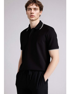 DeFacto Pamuklu Regular Fit Waffle Kısa Kollu Polo Tişört D7932AX26SP