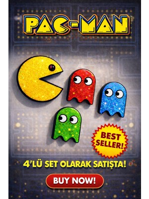 Otscraft Studio Pac-Man Temalı Buzdolabı Magnet Seti – 4’lü Retro Oyun Karakterleri