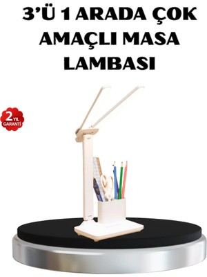 Kalemlik ve Telefon Standlı Masa Lambası – Kısılabilir LED Işık, Göz Dostu Tasarım Tdms-07