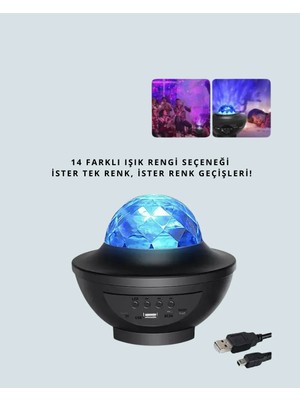 Yıldız & Okyanus Dalga Projektörü – Bluetooth / USB Hoparlörlü Tdms-07