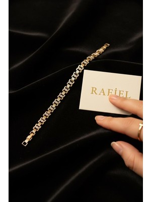 Rafiel Rafıel Gold Kaplama S Kıvrımlı Taşlı Zincir Bileklik - Elegant Kadın Takı