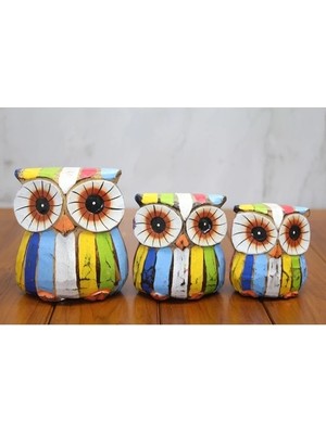 Epilons Ahşap 3'lü Baykuş Seti Model 4