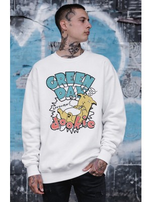 Fuddy Moda Unisex Oversize Green Day Dookie Baskılı Bisiklet Yaka Kapüşonsuz Sweatshirt