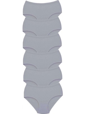 Marsilyan 6 Adet Tutku Kadın Yüksek Bel Bato Kalın Lastik Külot Gri