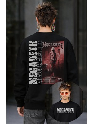 Fuddy Moda Unisex Oversize Megadeth Albüm Sırt Baskılı Bisiklet Yaka Kapüşonsuz Sweatshirt