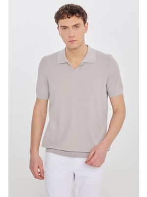 Altınyıldız Classics %100 Pamuk Standart Fit Normal Kesim Polo Yaka Jakarlı Triko Tişört