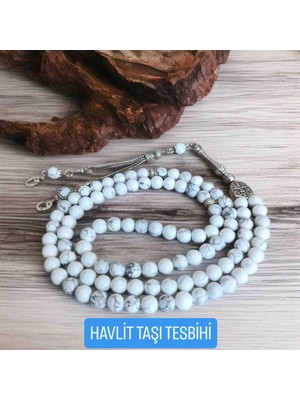 Mga Doğaltaş Havlit Taşı 99’luk Zikir Tesbihi 8 mm – 2 Püsküllü Hakiki Doğal Taş Tesbih – Namaz Tesbihi – Sertifikalı