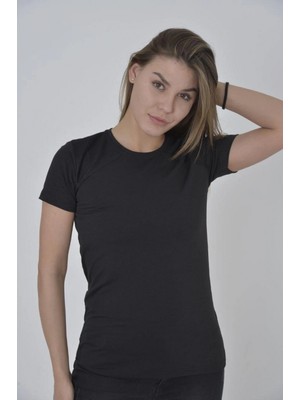 Marsilyan Omuz Fileli Slim Fit T-Shirt - Siyah -