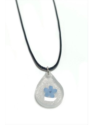 Zero Land Matrixzn Unutma Beni Çiçeği Damla Epoksi Kolye-Beyaz