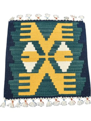 Zehra Abla Halı Yeni El Dokuma Kare Köşe Sandalye Minderi Pınarbaşı Kayseri Yün Kilim 7034