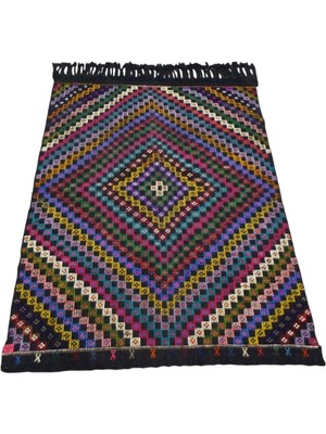 Zehra Abla Halı El Dokuma Benzersiz Ender Karapınar Yörük Pamuklu Kilim 7031