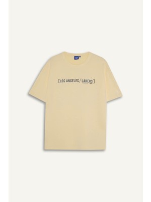 Defacto Nba Los Angeles Lakers Relax Fıt Bisiklet Yaka Sarı Erkek T-Shirt F9790AX/YL238