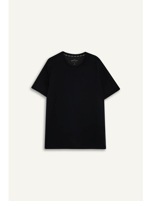 Defacto Standart Fıt Bisiklet Yaka Yan Baskılı Siyah Erkek T-Shirt F8389AX/BK27