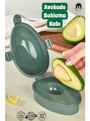 Muf Home Avokado Saklama Kabı - 3 Tarafı Kilitli, Bpa Içermez, Yarım Avokado Koruyucu Kutu