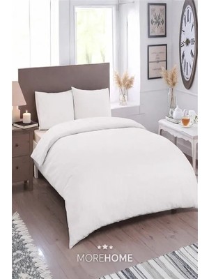 More Home Tek  Kişilik Yorgan Kılıfı + Yastık Kılıfı   (Çarşafsız) Beyaz