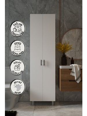 Belmo Titan 8 Raflı 2 Kapaklı Çok Amaçlı Dolap Mutfak Banyo Kiler Erzak Dolabı