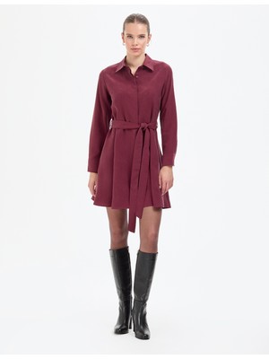 Pierre Cardin Kadın Bordo Comfort Fit Dokuma Elbise 50318786-VR014