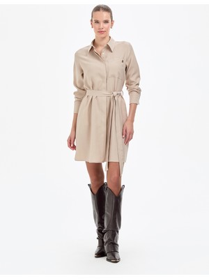 Pierre Cardin Kadın Vizon Comfort Fit Dokuma Elbise 50318196-VR052