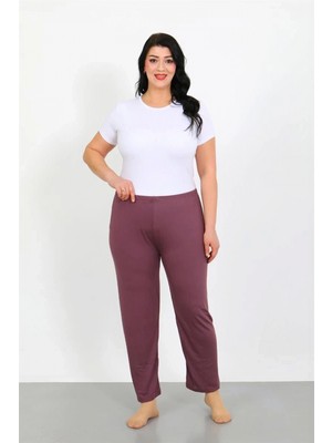 Marsilyan- Kadın Büyük Beden Mürdüm Tek Alt Pijama