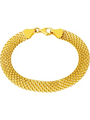 Bilezikci 8 mm Enli 14 Ayar Altın Zincir Bileklik