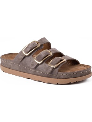 Mammamia 1865 26YT Kadın Günlük Terlik Vizon Süet