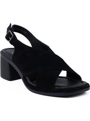 Beety 251 4916 26YS Kadın Günlük Sandalet Siyah Süet