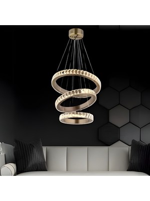 Ronisu Aydınlatma Yakut Sarkıt LED Avize Kristal Cam Taşlı Lüks Avize