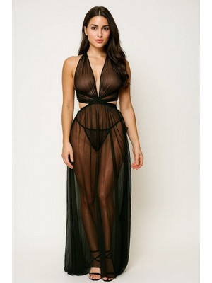 Marsilyan Kadın Uzun Transparan Tül Gecelik