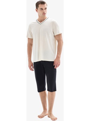 Blackspade Erkek Kapri Pijama Takımı 40873 - Krem